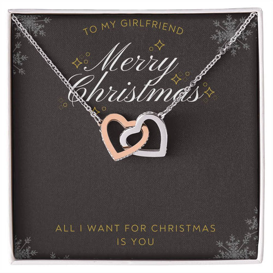 To Girlfriend - All I want for Christmas - Interlocking Hearts Necklace