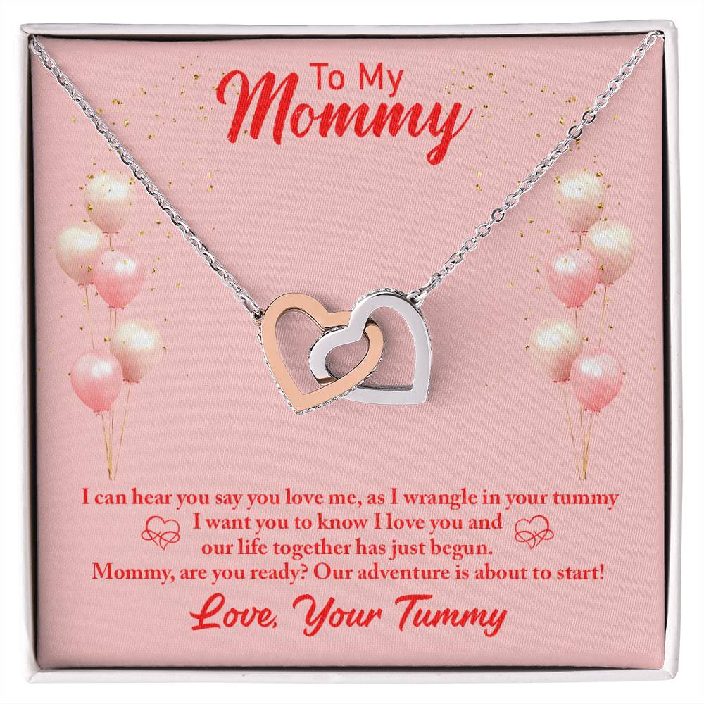 To Mom - I can hear - Interlocking Hearts Necklace