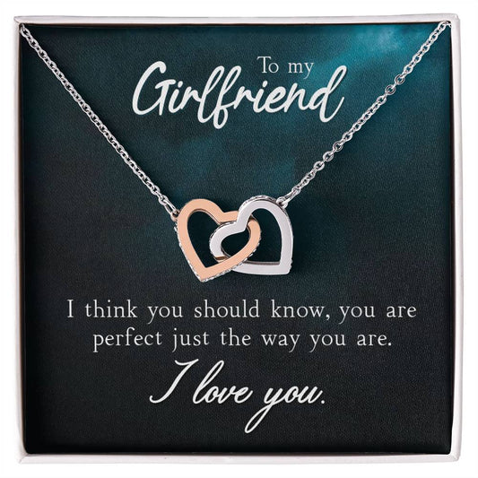 To Girlfriend - I think you - Interlocking Hearts Necklace