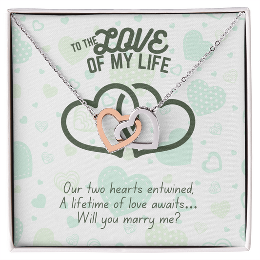 To the love of my life - Our two hearts - Interlocking Hearts Necklace