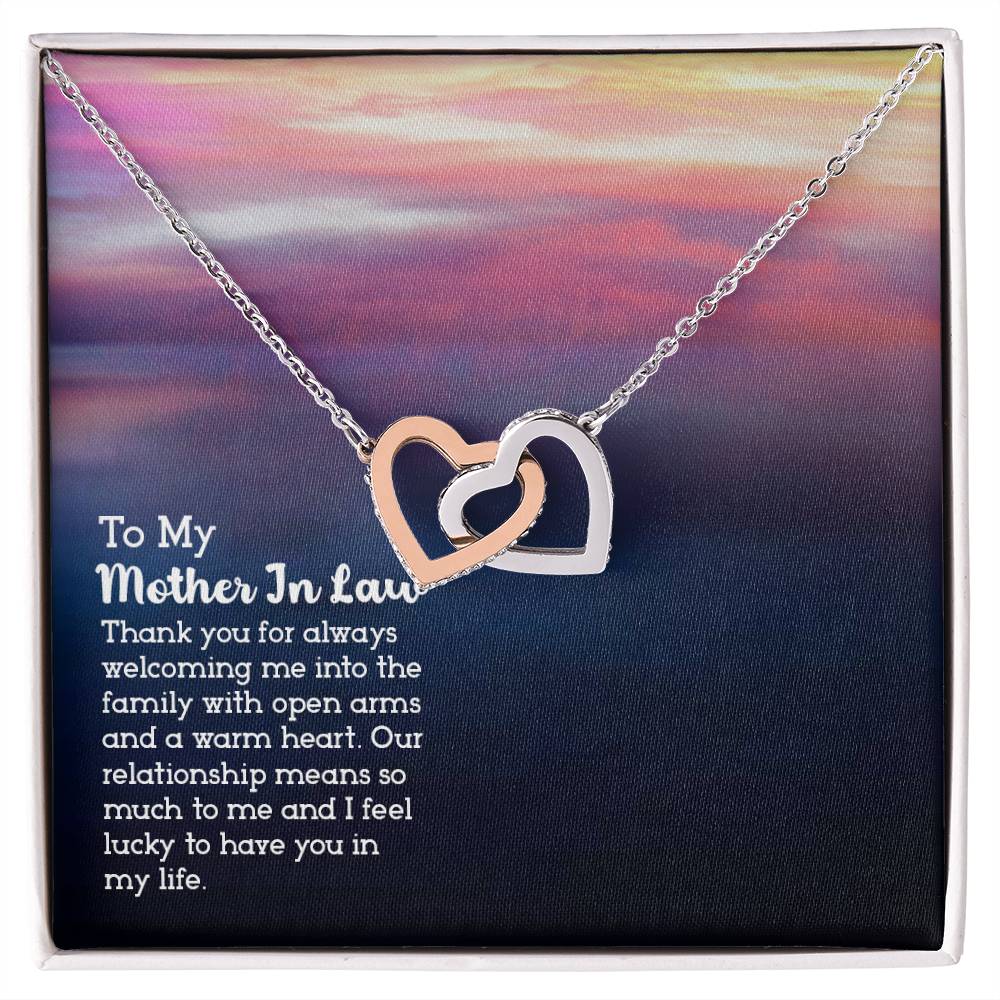 To Mother In Law - Thank you for always - Interlocking Hearts Necklace