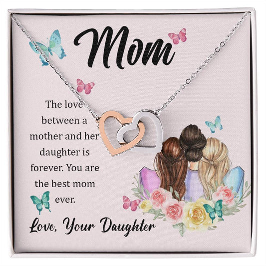 To Mom - The love between - Interlocking Hearts Necklace