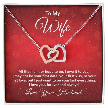 To Wife - All that I am - Interlocking Hearts Necklace