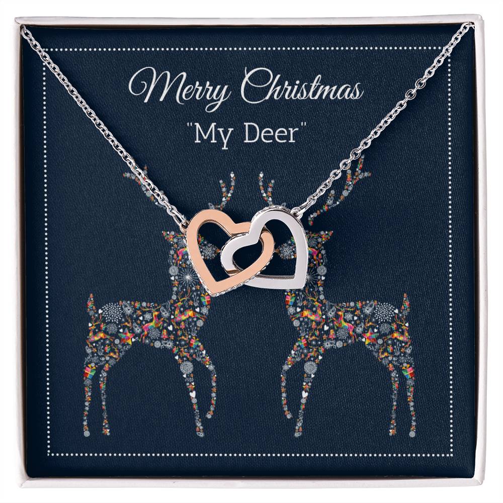 My Deer - Merry Christmas - Interlocking Hearts Necklace