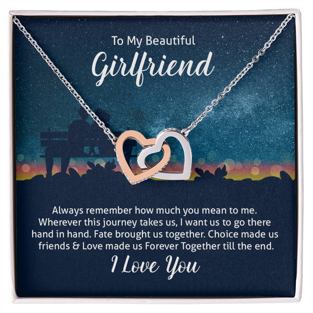 To Girlfriend - Always remember - Interlocking Hearts Necklace