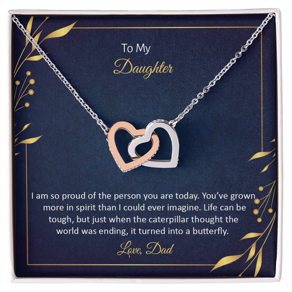 To Daughter - I am so proud - Interlocking Hearts Necklace