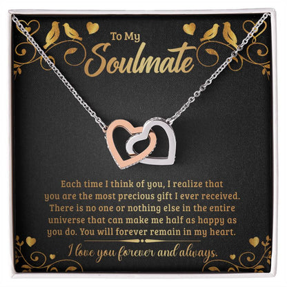 To Soulmate - Each time I think - Interlocking Hearts Necklace