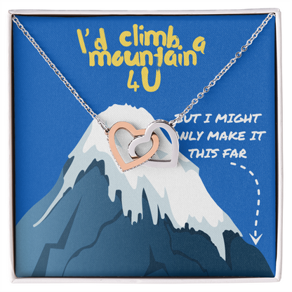 Love - I'd climb a mountain - Interlocking Hearts Necklace