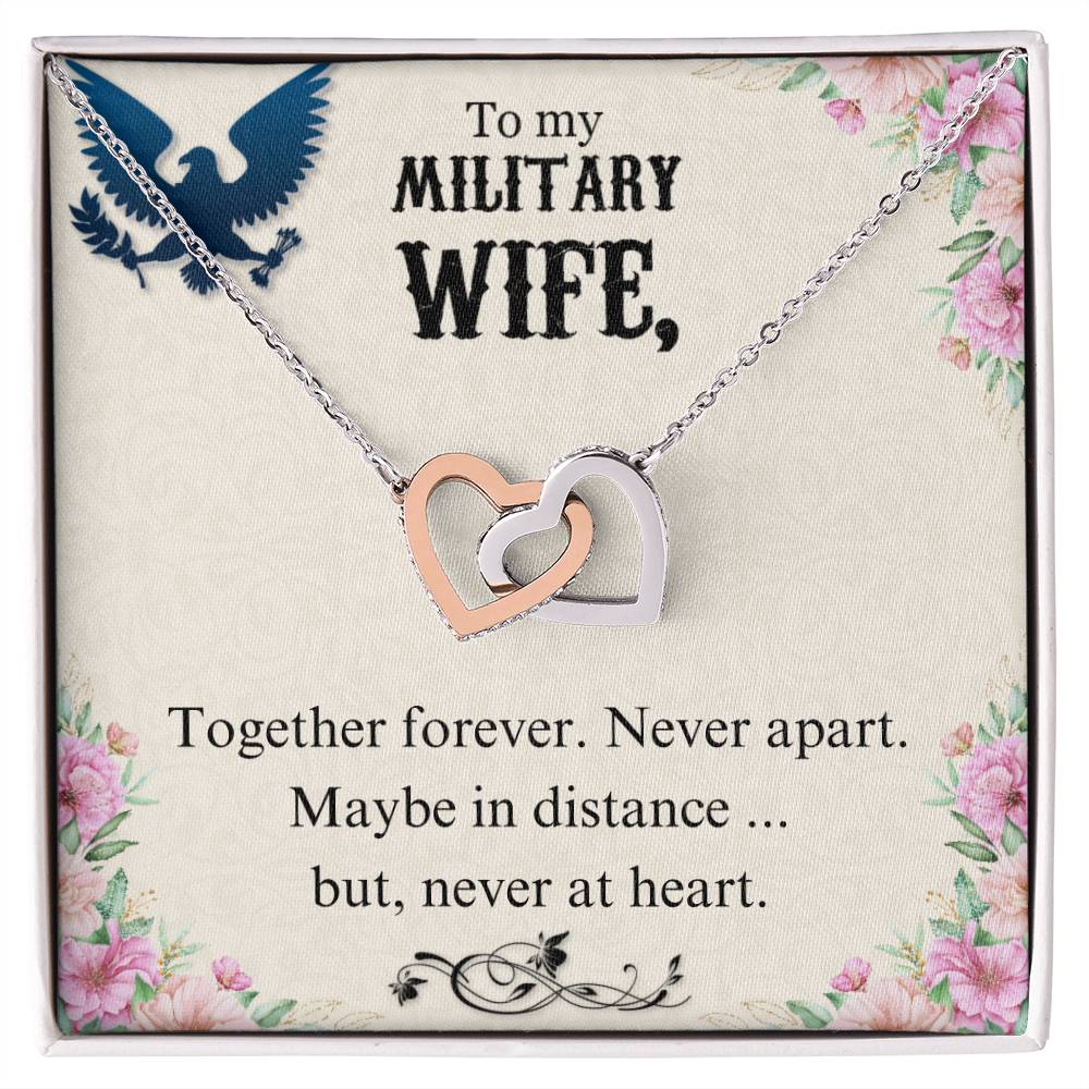 To Military Wife - Together forever - Interlocking Hearts Necklace