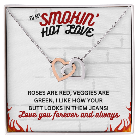 To Smokin' Hot Love - Roses are red - Interlocking Hearts Necklace