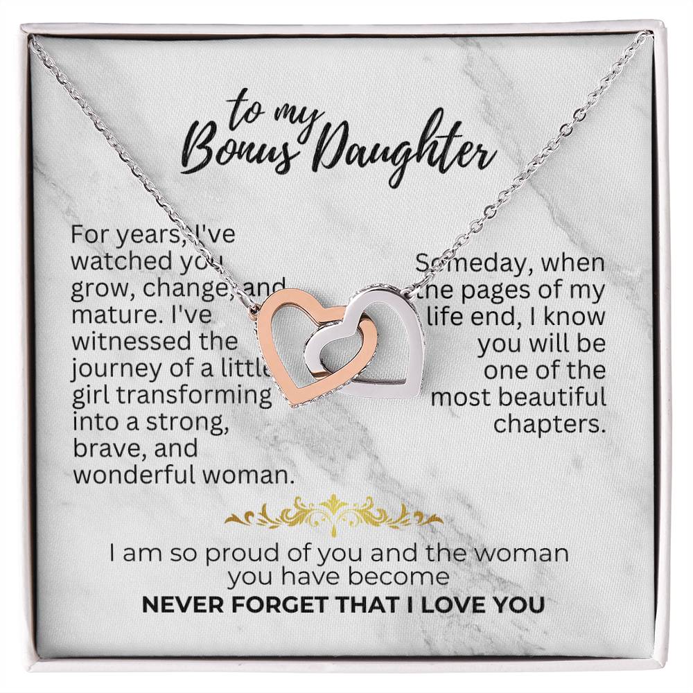 To Bonus Daughter  - For years - Interlocking Hearts Necklace