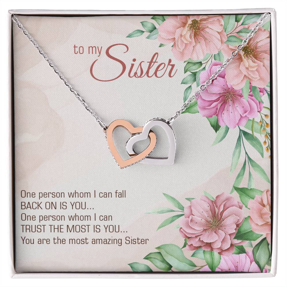 To Sister - One person - Interlocking Hearts Necklace