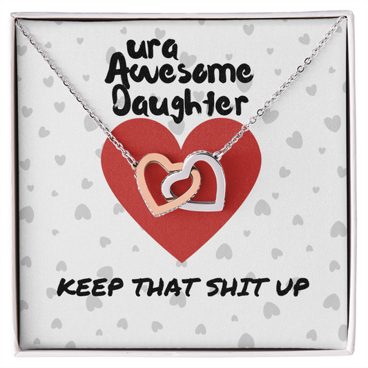 ura Awesome Daughter - Keep that - Interlocking Hearts Necklace