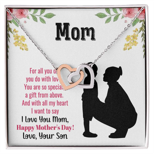 To Mom - For all you do - Interlocking Hearts Necklace