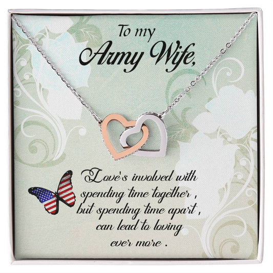 To Army Wife - Love's involved - Interlocking Hearts Necklace