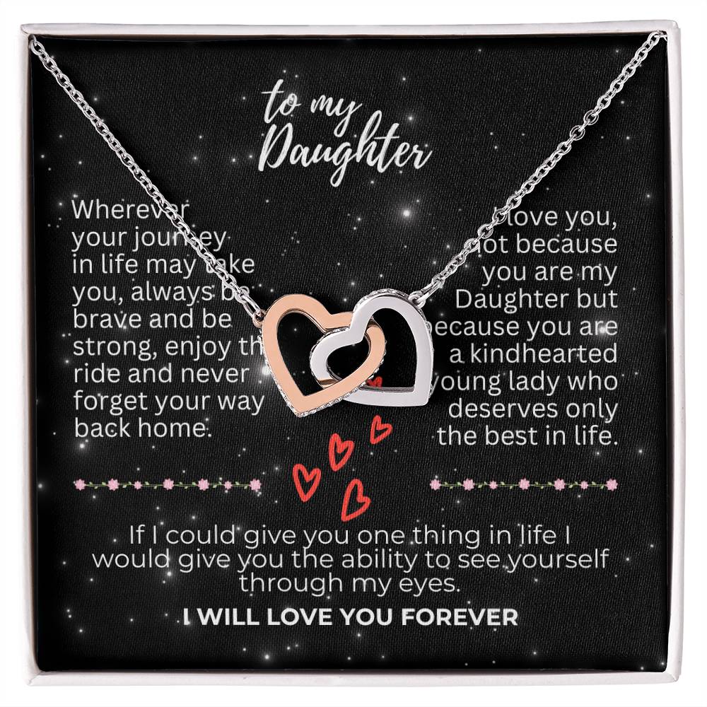 To Daughter - Wherever your journey - Interlocking Hearts Necklace