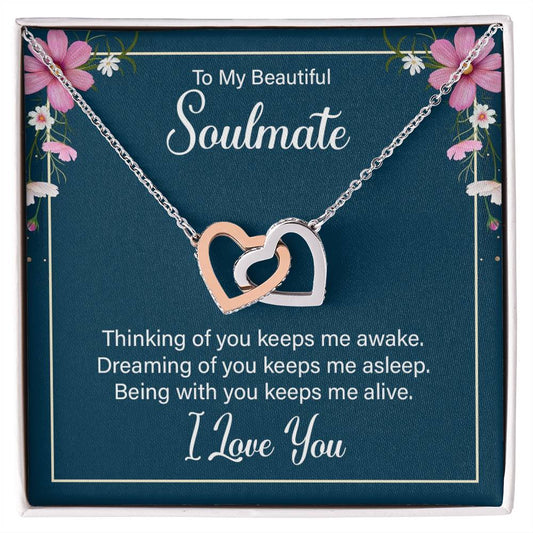 To Soulmate - Thinking of you - Interlocking Hearts Necklace