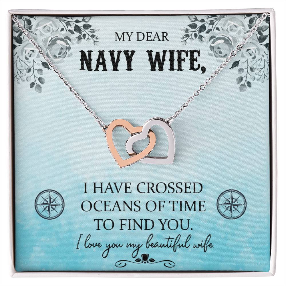 To Navy Wife - I have crossed - Interlocking Hearts Necklace