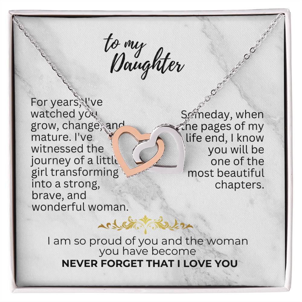 To Daughter - For years - Interlocking Hearts Necklace