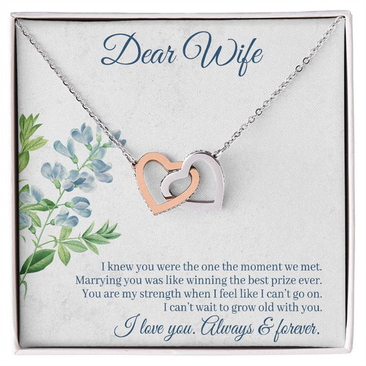 To Wife - I knew you were - Interlocking Hearts Necklace