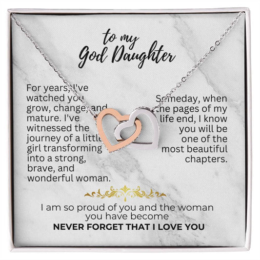 To God Daughter - For years - Interlocking Hearts Necklace