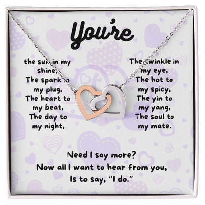 Love - You're the sun - Interlocking Hearts Necklace