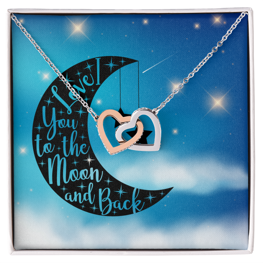 Love - To the moon and back - Interlocking Hearts Necklace