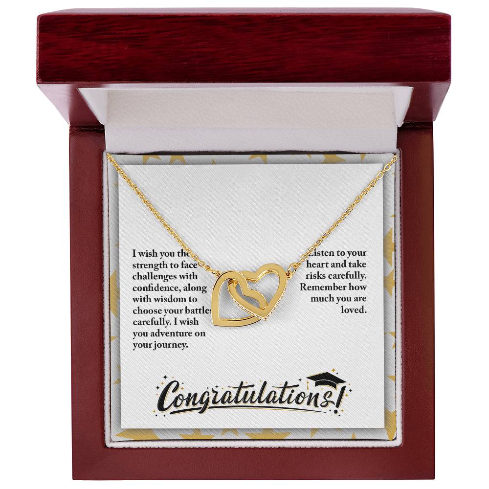 Graduation - I wish you the strength - Interlocking Hearts Necklace