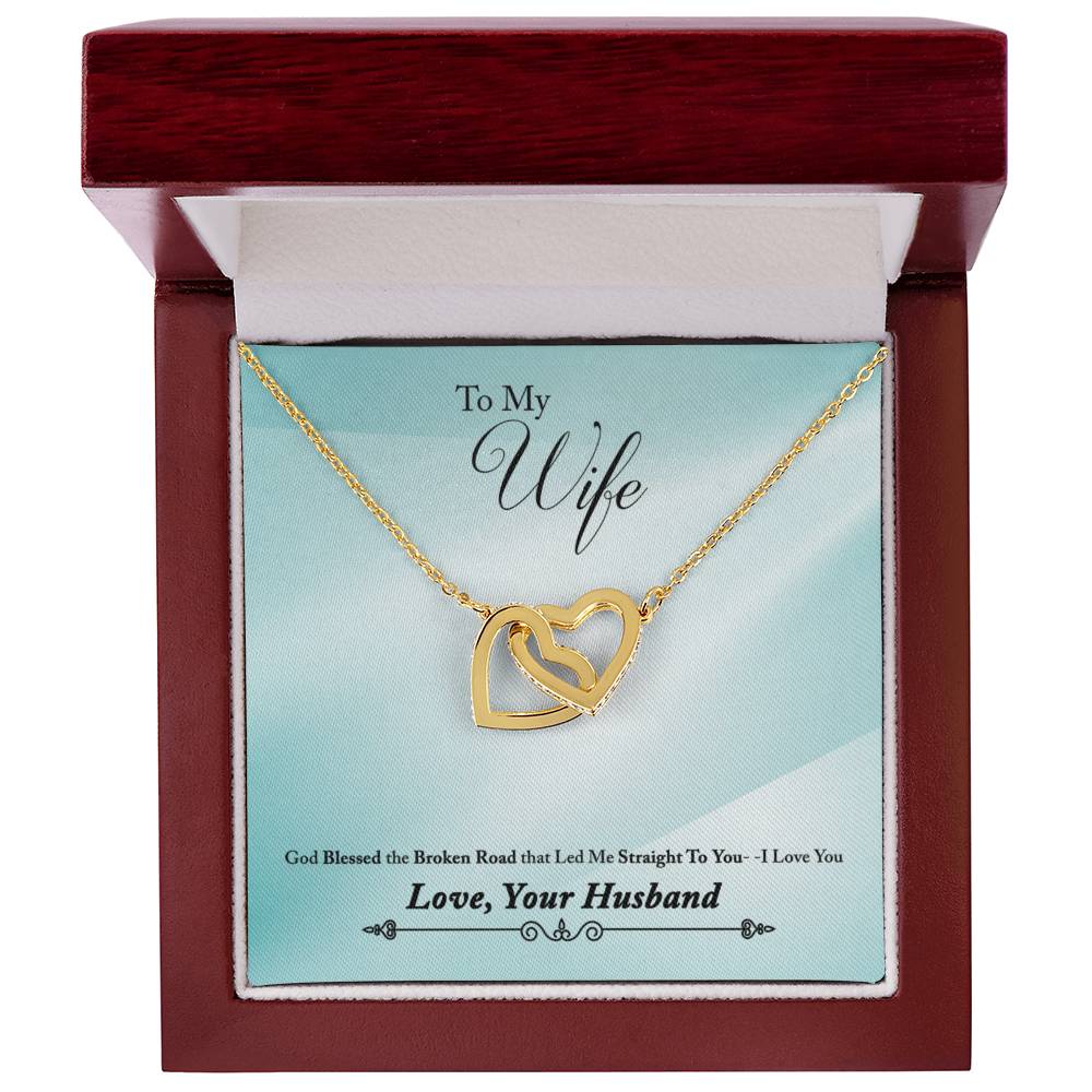 To Wife - God blessed - Interlocking Hearts Necklace