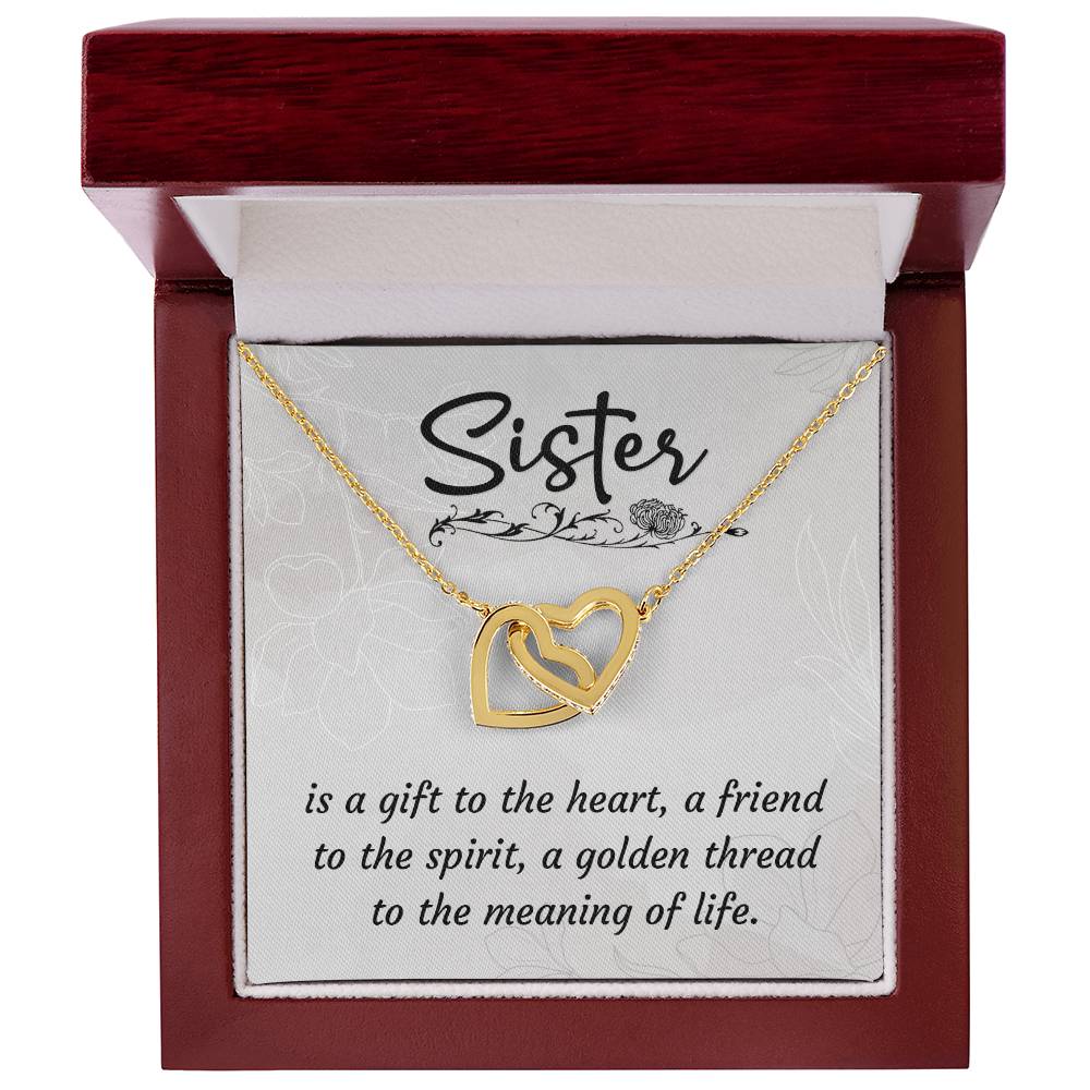 To Sister - Is a gift - Interlocking Hearts Necklace