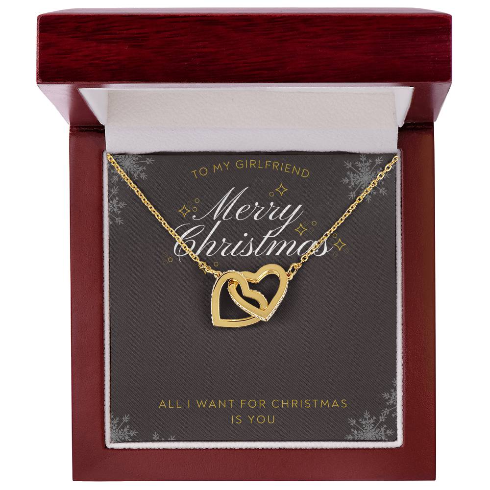 To Girlfriend - All I want for Christmas - Interlocking Hearts Necklace