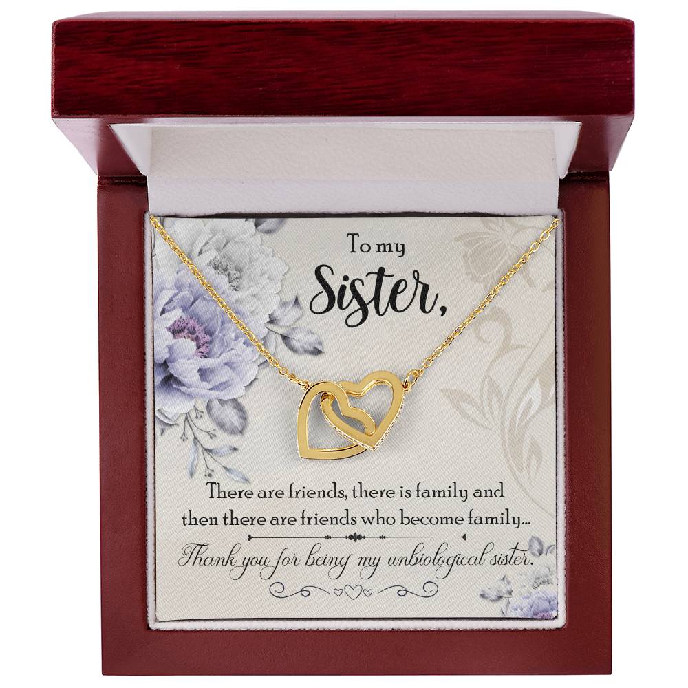 To Sister - There are friends - Interlocking Hearts Necklace