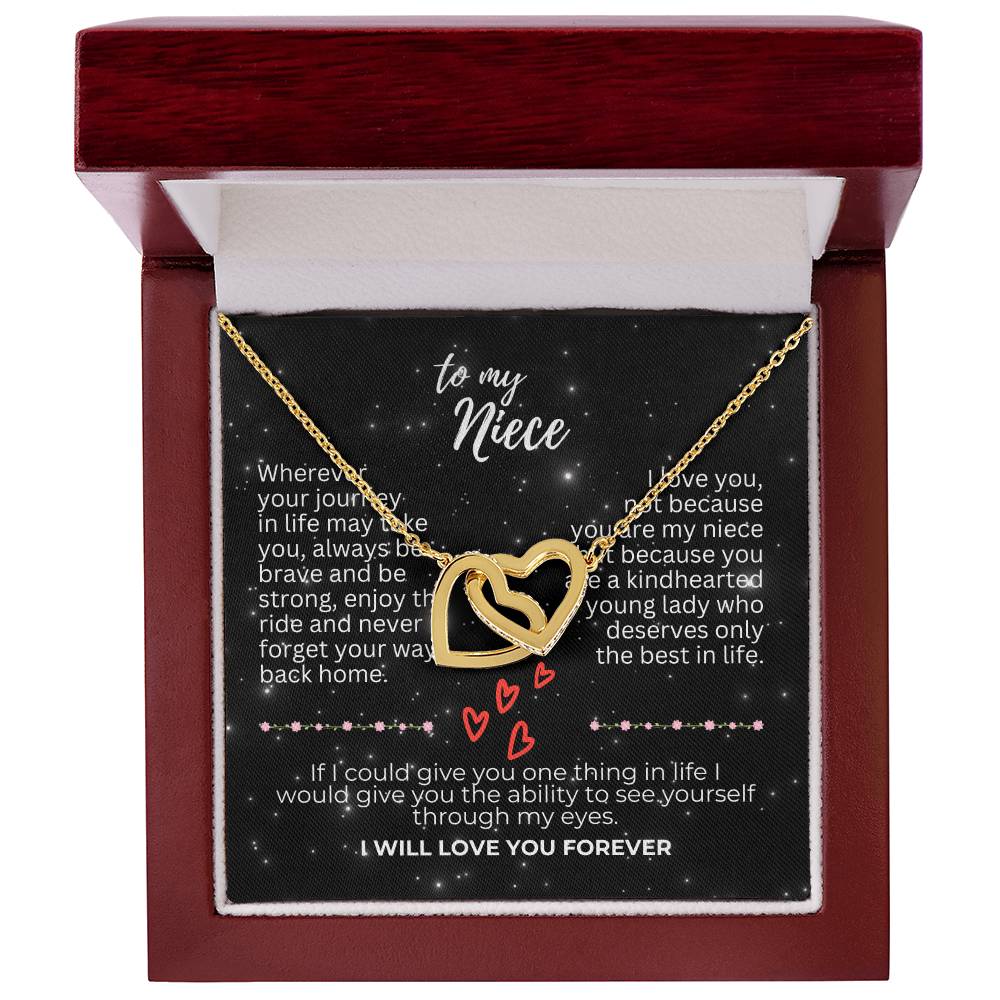 To Niece - Wherever your journey - Interlocking Hearts Necklace