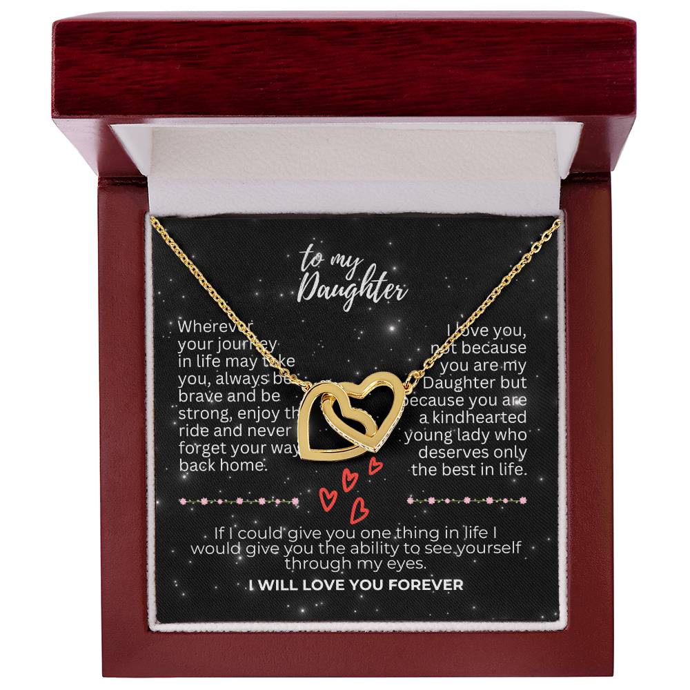 To Daughter - Wherever your journey - Interlocking Hearts Necklace