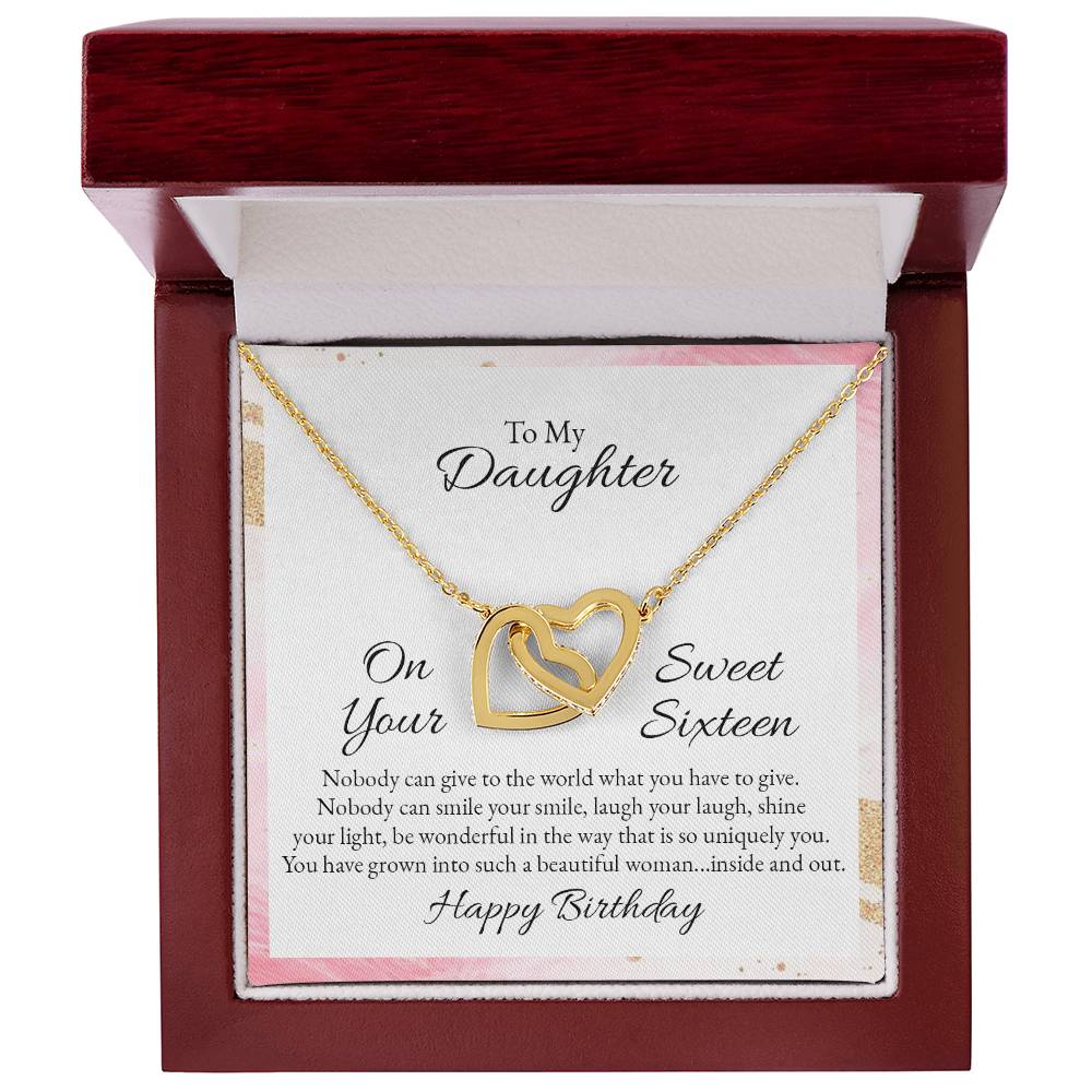 To Daughter - On your sweet sixteen - Interlocking Hearts Necklace