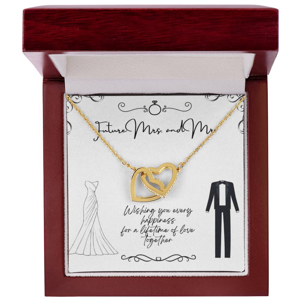 To Future Couple - Wishing you every happiness - Interlocking Hearts Necklace