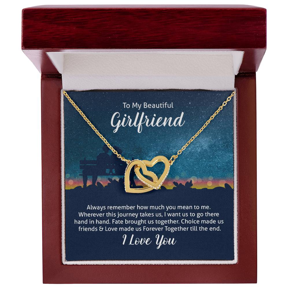 To Girlfriend - Always remember - Interlocking Hearts Necklace