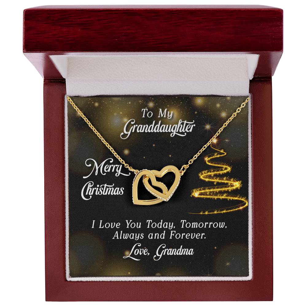 To Granddaughter - Merry Christmas - Interlocking Hearts Necklace