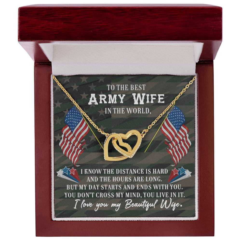 To Army Wife - I know the distance - Interlocking Hearts Necklace