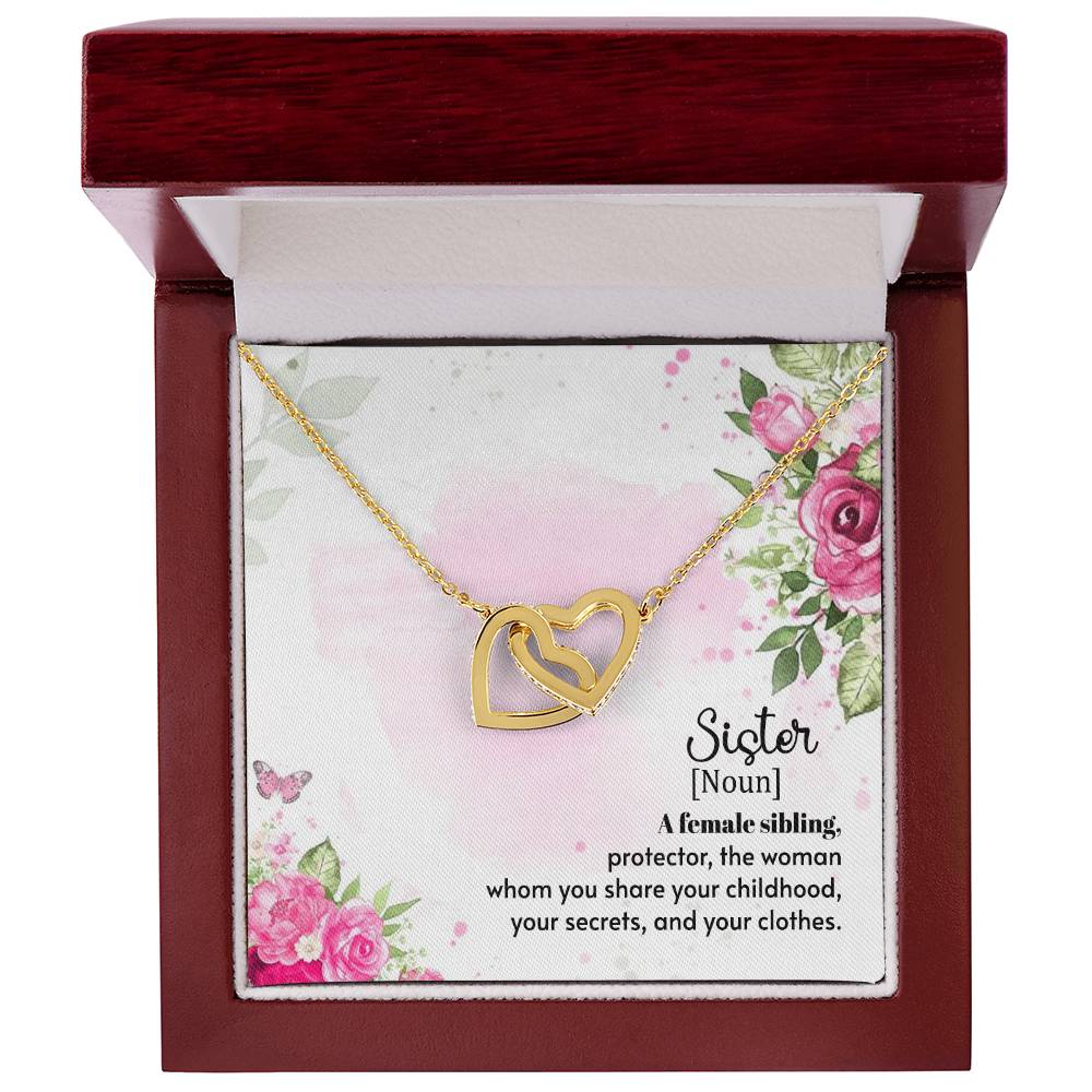 To Sister - A female sibling - Interlocking Hearts Necklace