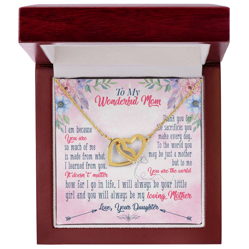 To Mom - I am because you are - Interlocking Hearts Necklace