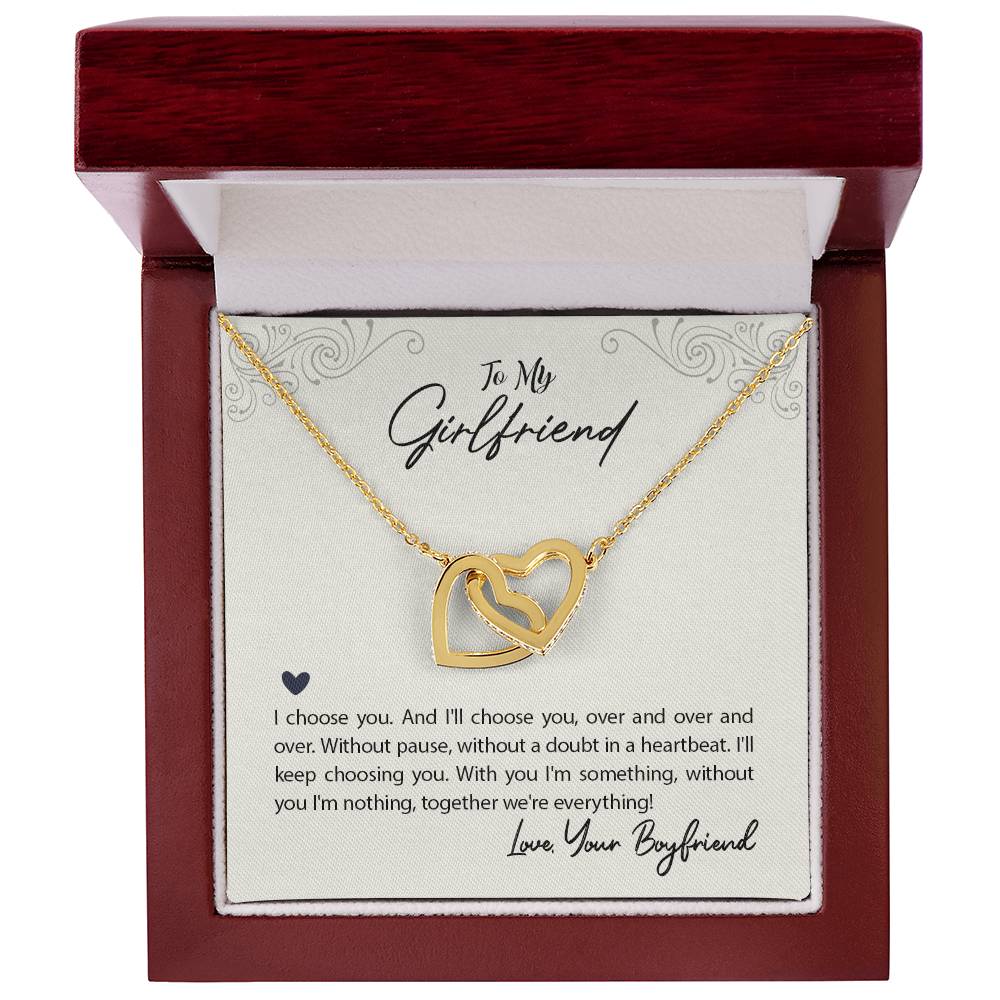 To Girlfriend - I choose you - Interlocking Hearts Necklace