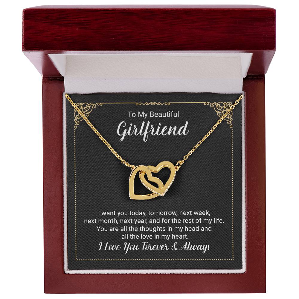 To Girlfriend - I want you today - Interlocking Hearts Necklace