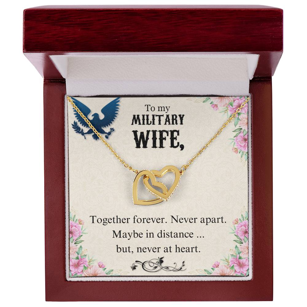 To Military Wife - Together forever - Interlocking Hearts Necklace