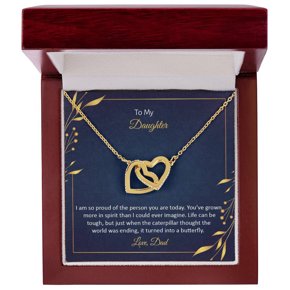 To Daughter - I am so proud - Interlocking Hearts Necklace