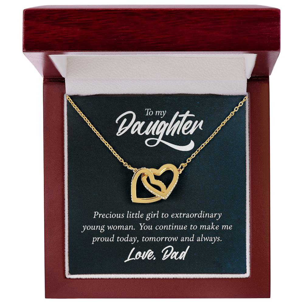 To Daughter - Precious little girl - Interlocking Hearts Necklace