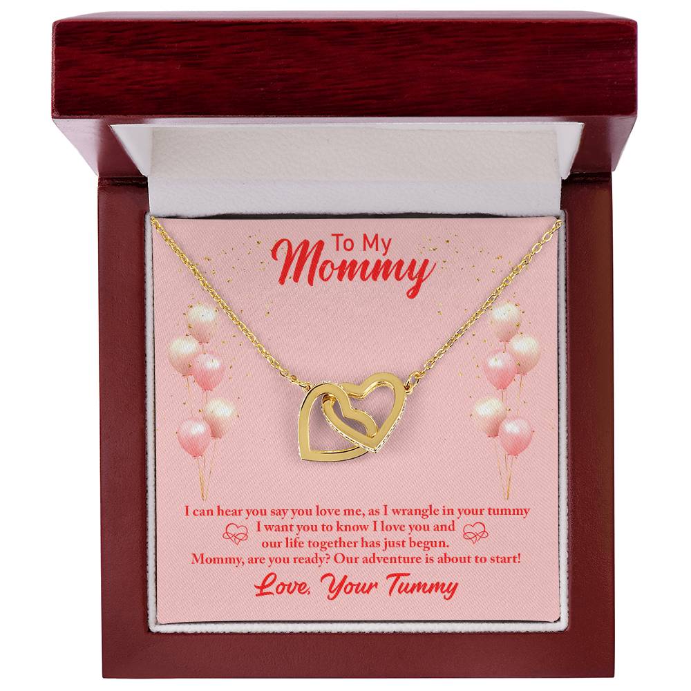 To Mom - I can hear - Interlocking Hearts Necklace