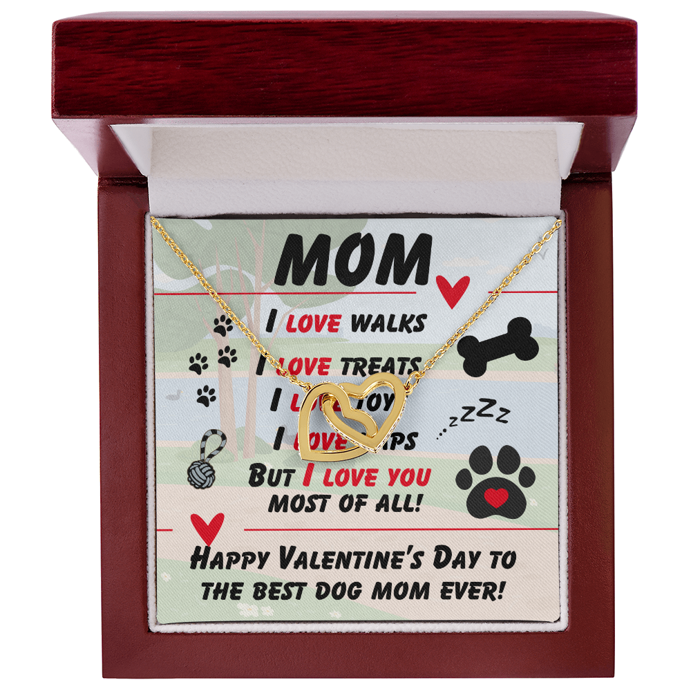 Mom - I love walks - Interlocking Hearts Necklace