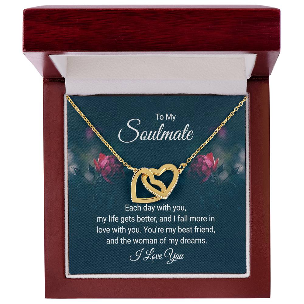 To Soulmate - Each day with you - Interlocking Hearts Necklace