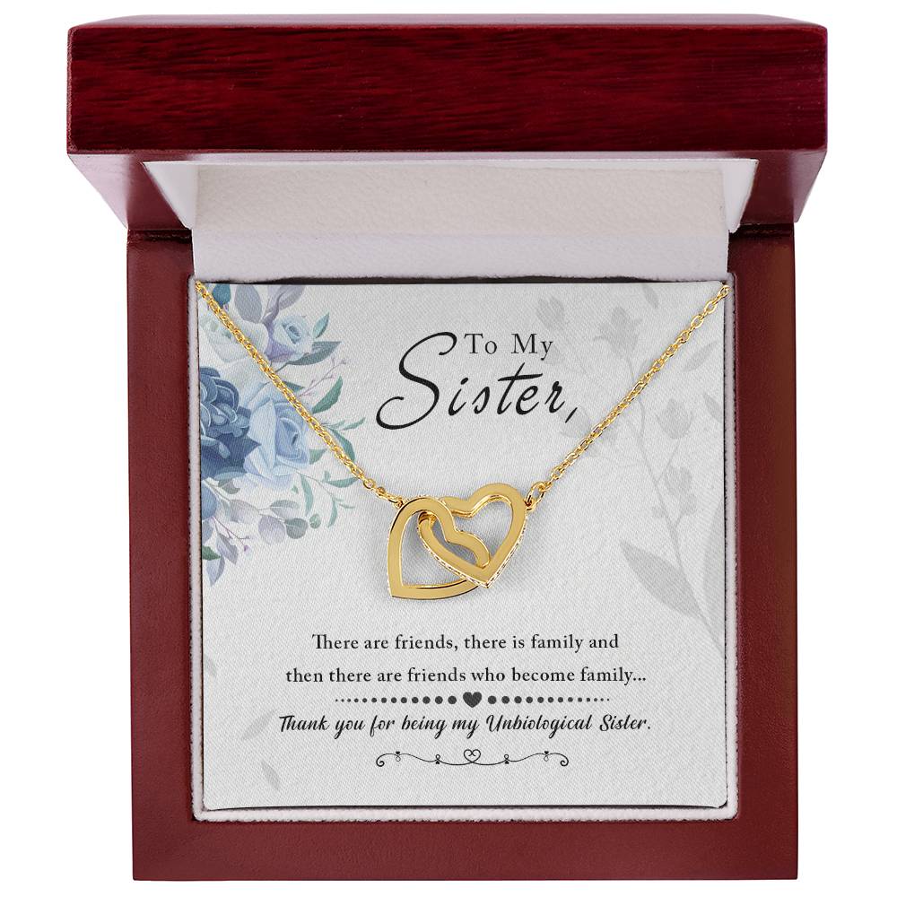 To Sister - There are friends - Interlocking Hearts Necklace